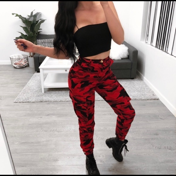 red camo pants fashion nova